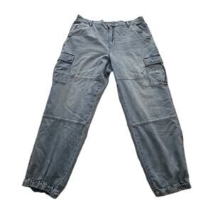 American Eagle Denim Jogger High Rise Light Denim Jeans Size 18 Plus Cargo NEW